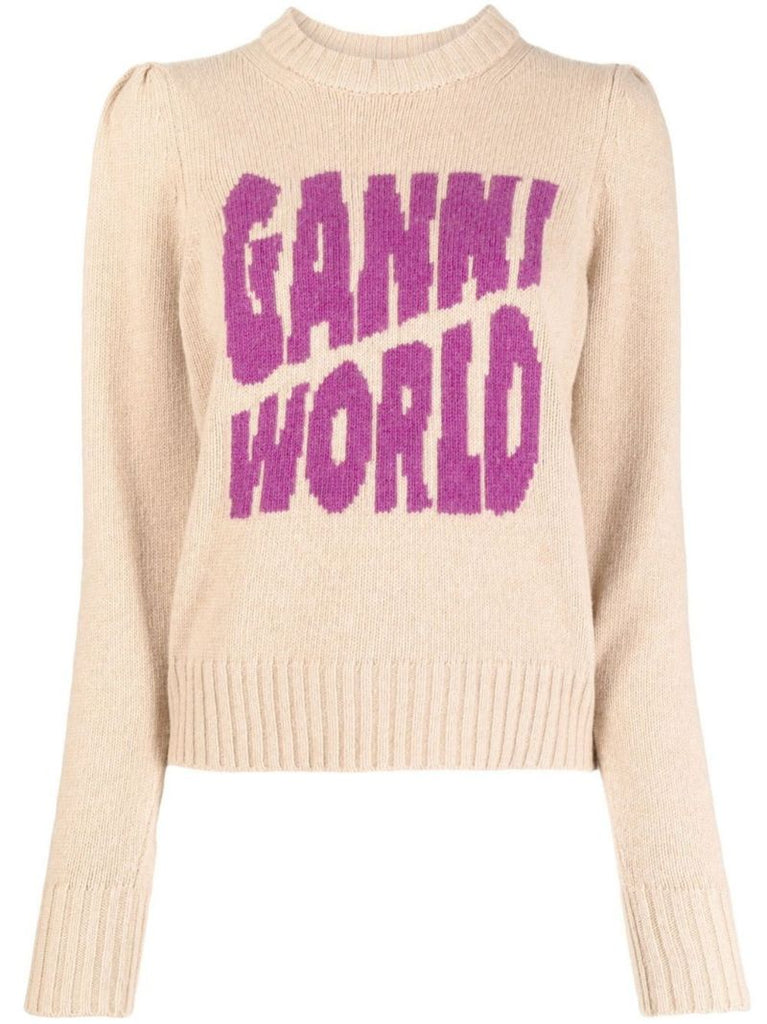 Neutral Logo Intarsia Sweater