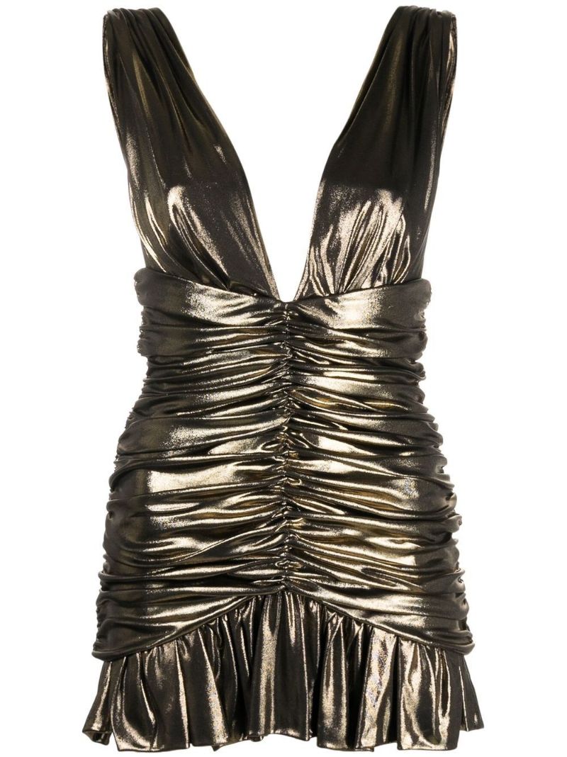 Gold Ruched Mini Dress