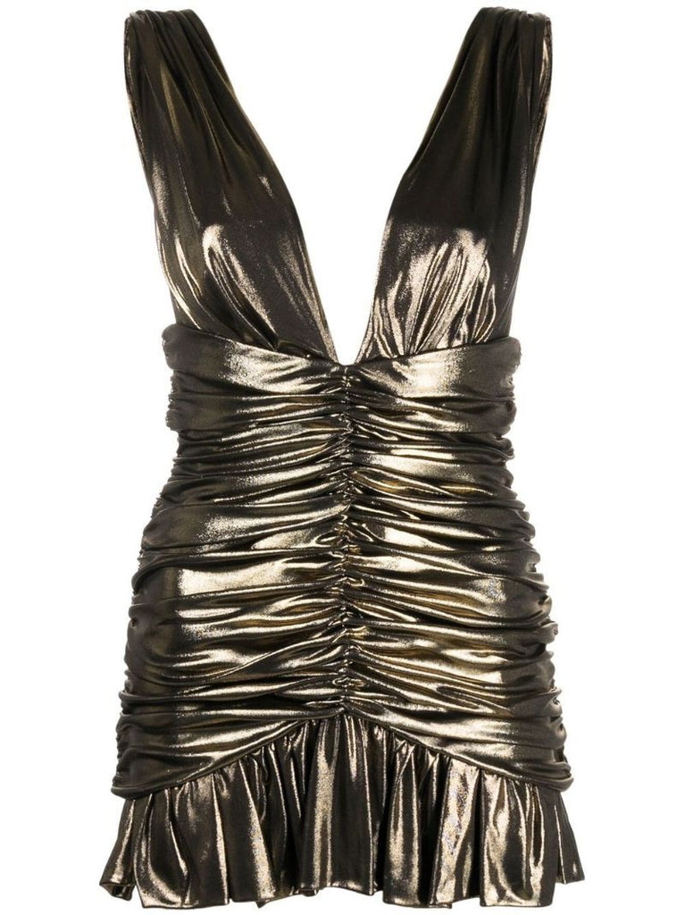 Gold Ruched Mini Dress