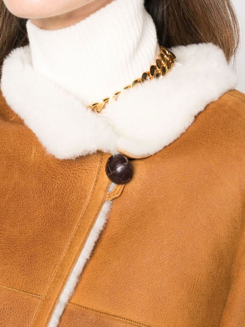 Neutral Azazilo Shearling Leather Jacket