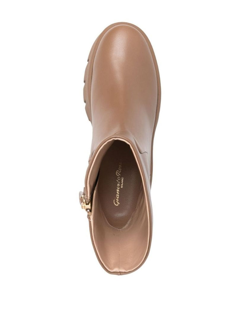 Neutral Montey Leather Ankle Boots