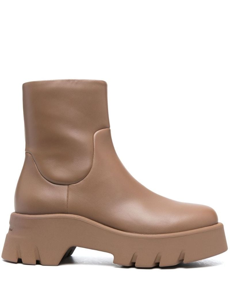 Neutral Montey Leather Ankle Boots