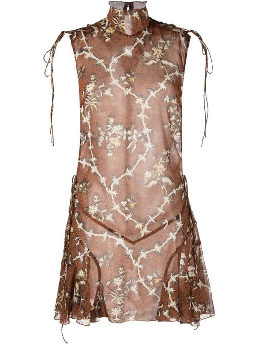 Brown October Silk Mini Dress