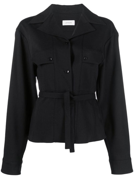 Black Convertible Collar Shirt