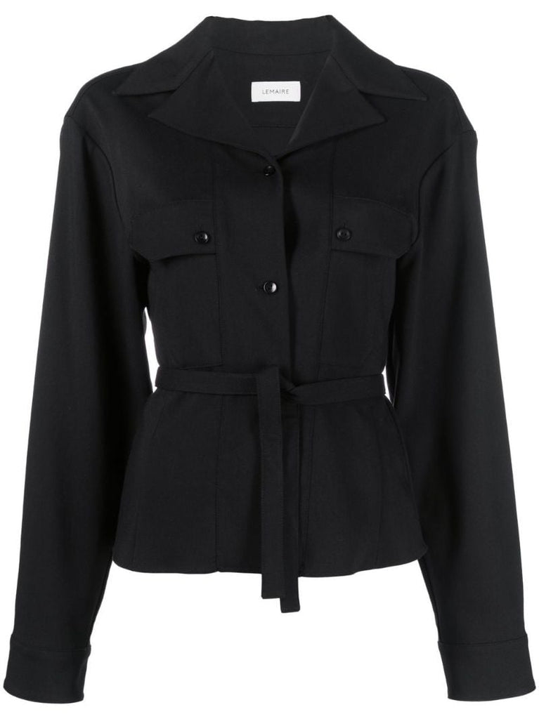 Black Convertible Collar Shirt