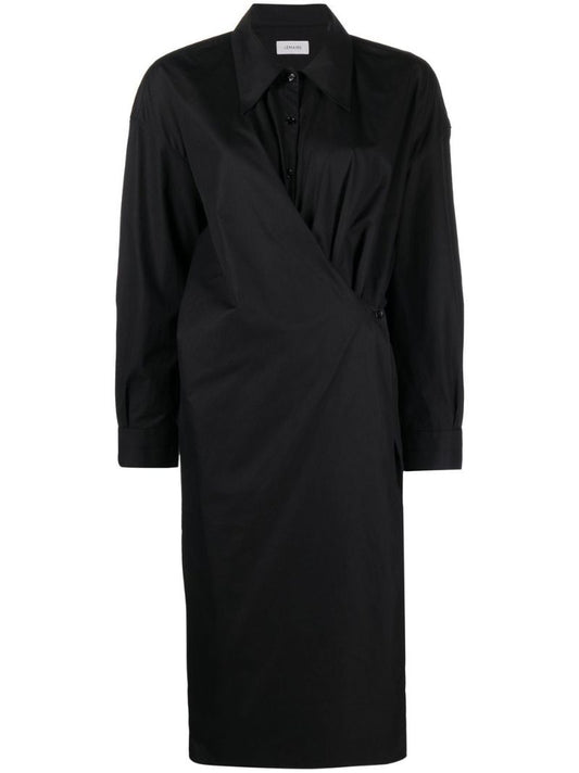 Black Twisted Midi Shirt Dress