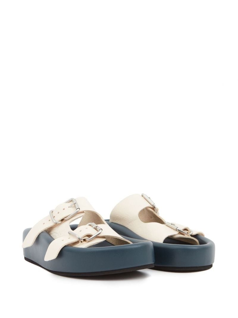 White Buckle Strap Leather Sandals