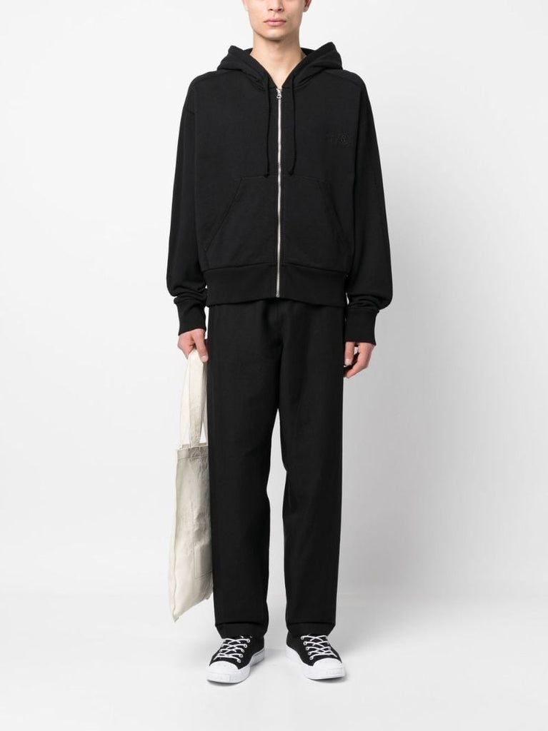 Black Cotton Straight-leg Trousers