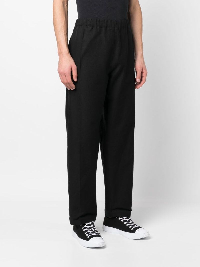 Black Cotton Straight-leg Trousers