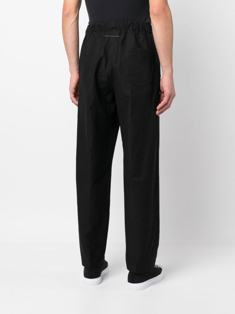 Black Cotton Straight-leg Trousers