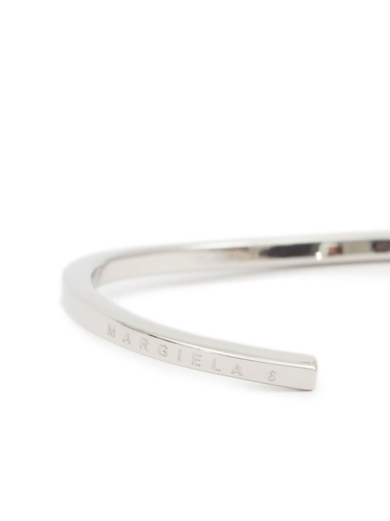 Silver-tone Minimal Cut Logo-engraved Thin Bracelet