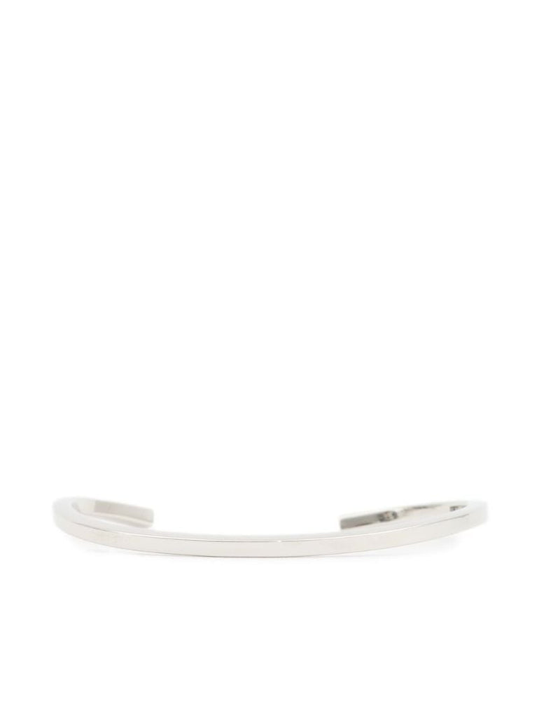 Silver-tone Minimal Cut Logo-engraved Thin Bracelet