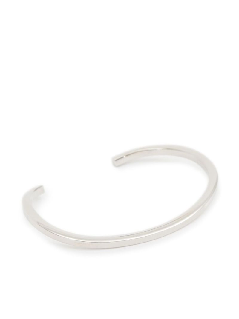 Silver-tone Minimal Cut Logo-engraved Thin Bracelet