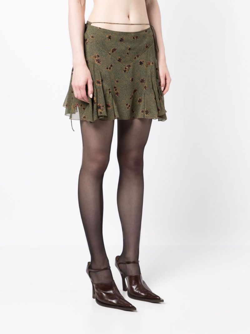 Green October Silk Mini Skirt