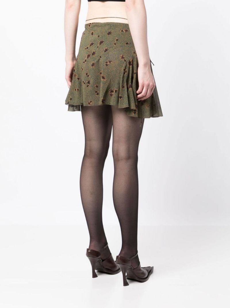 Green October Silk Mini Skirt