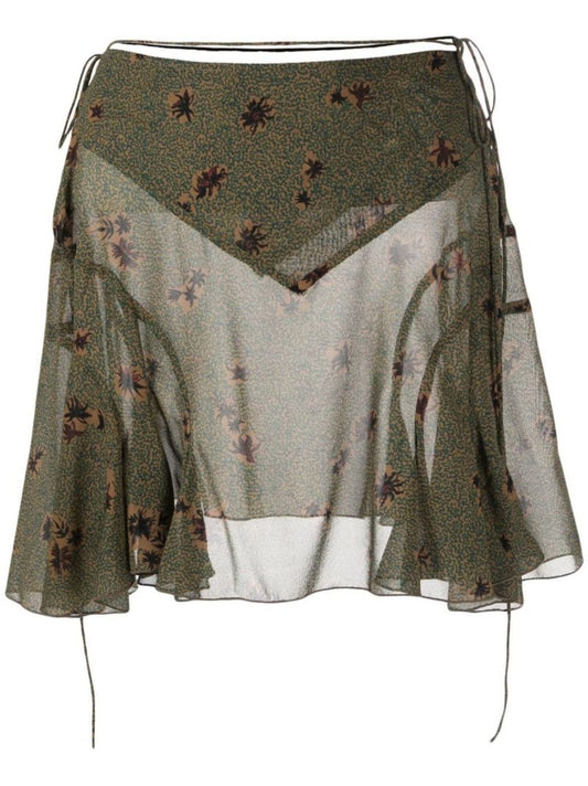 Green October Silk Mini Skirt