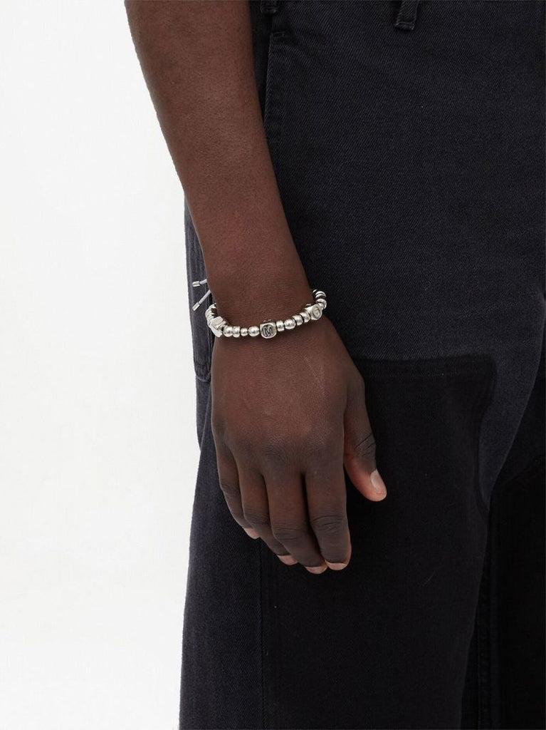 Silver-tone Bead Logo Bracelet