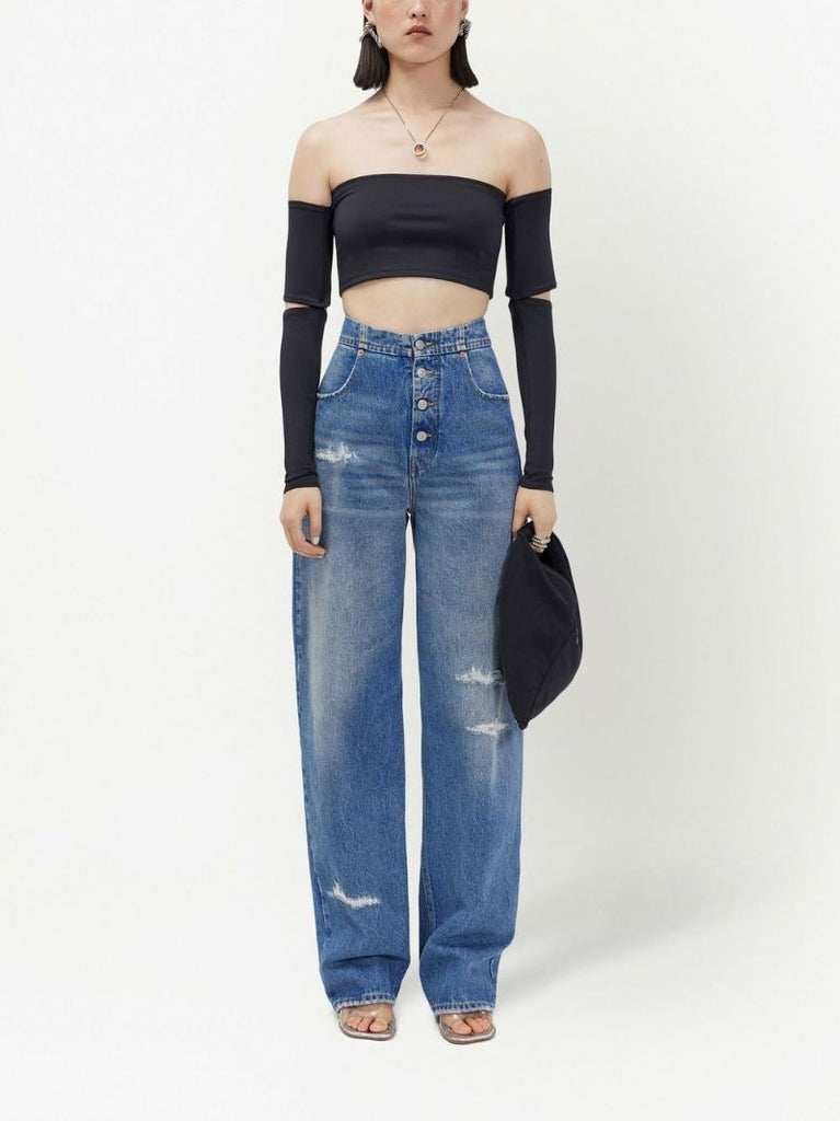Black Embroidered-logo Top Set