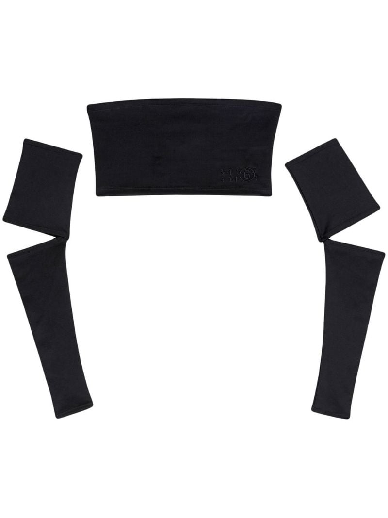 Black Embroidered-logo Top Set