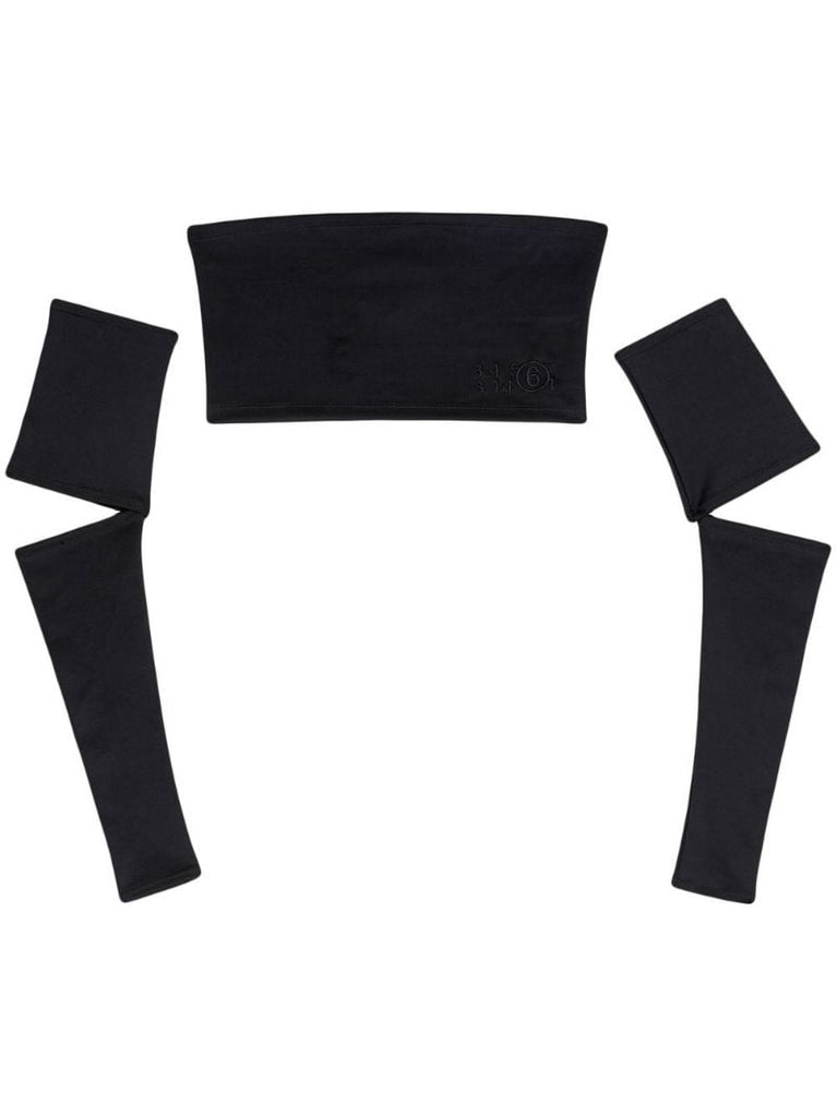 Black Embroidered-logo Top Set