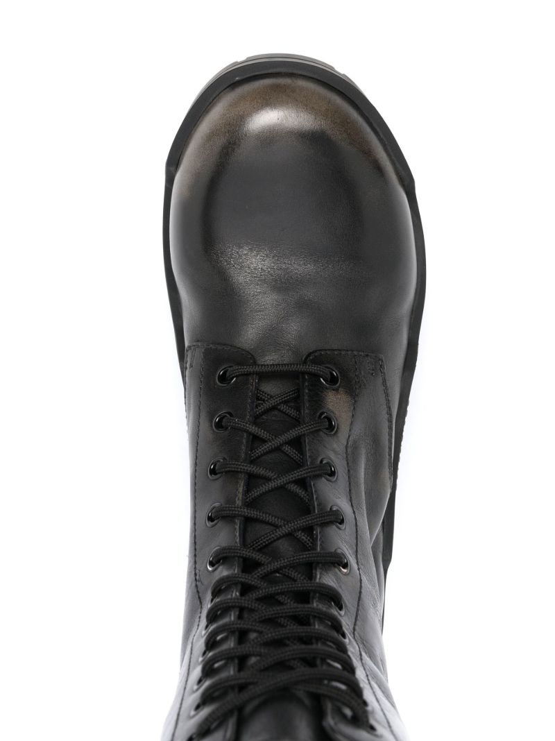 Black Bulldozer Lace-up Leather Boots