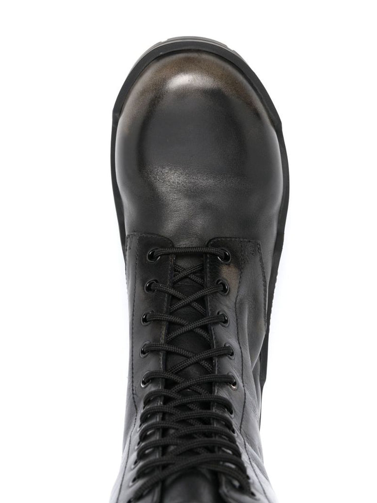 Black Bulldozer Lace-up Leather Boots