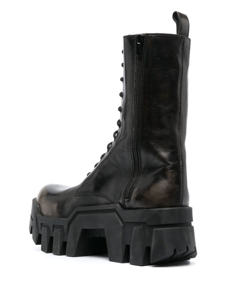 Black Bulldozer Lace-up Leather Boots