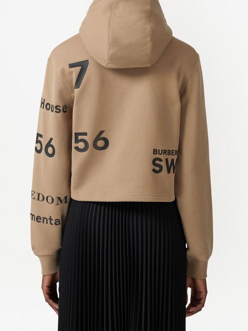 Neutral Horseferry Print Cropped Hoodie