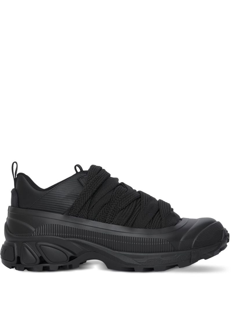 Black Lace-detail Leather Sneakers