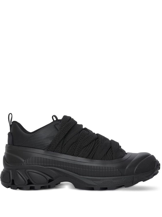 Black Lace-detail Leather Sneakers