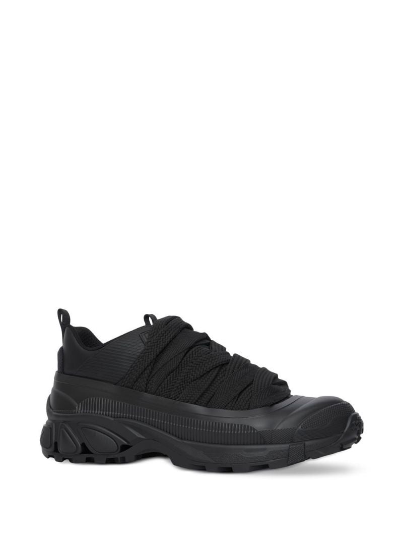 Black Lace-detail Leather Sneakers
