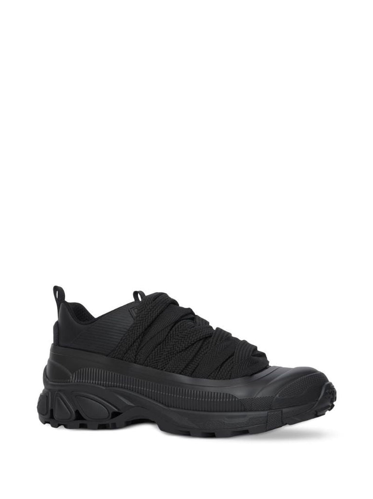 Black Lace-detail Leather Sneakers