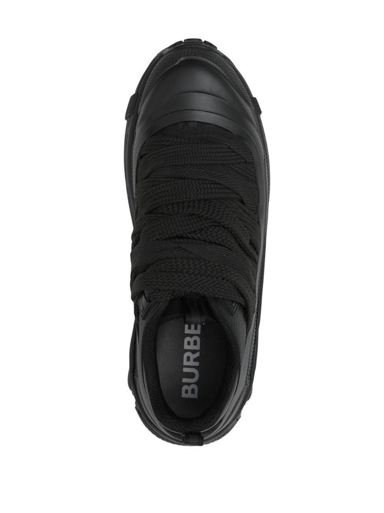 Black Lace-detail Leather Sneakers