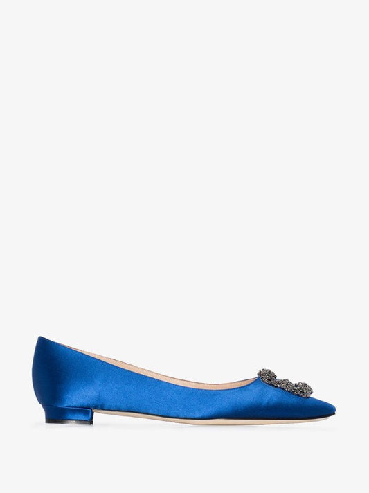 Blue Hangisi Satin Flat Pumps