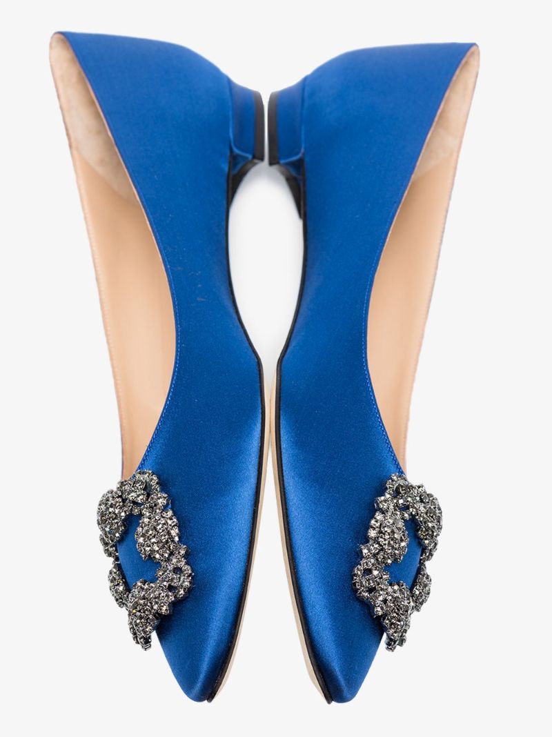 Blue Hangisi Satin Flat Pumps