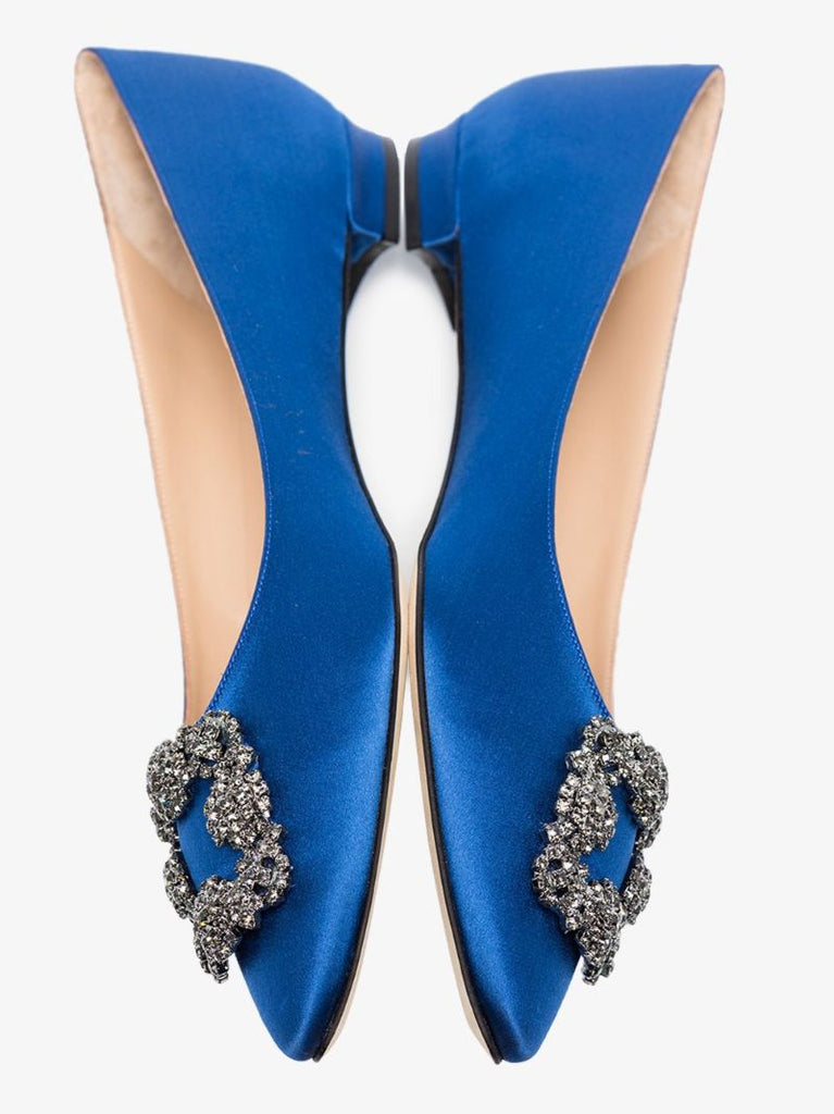 Blue Hangisi Satin Flat Pumps