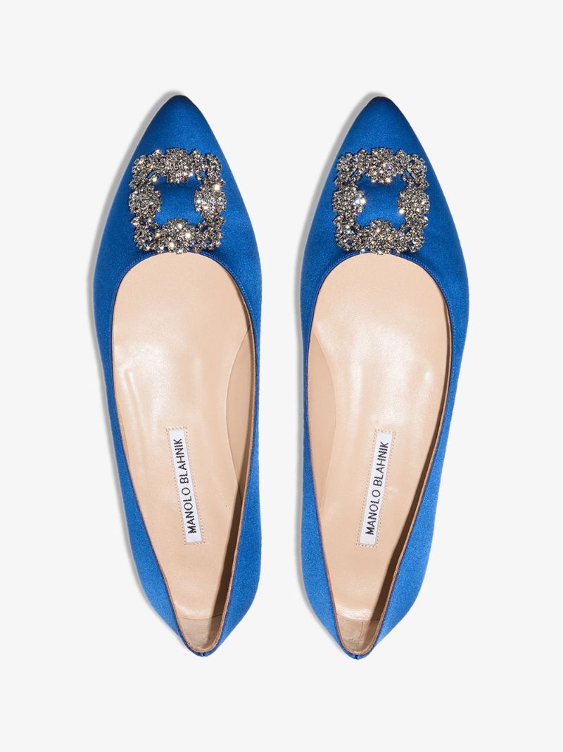 Blue Hangisi Satin Flat Pumps