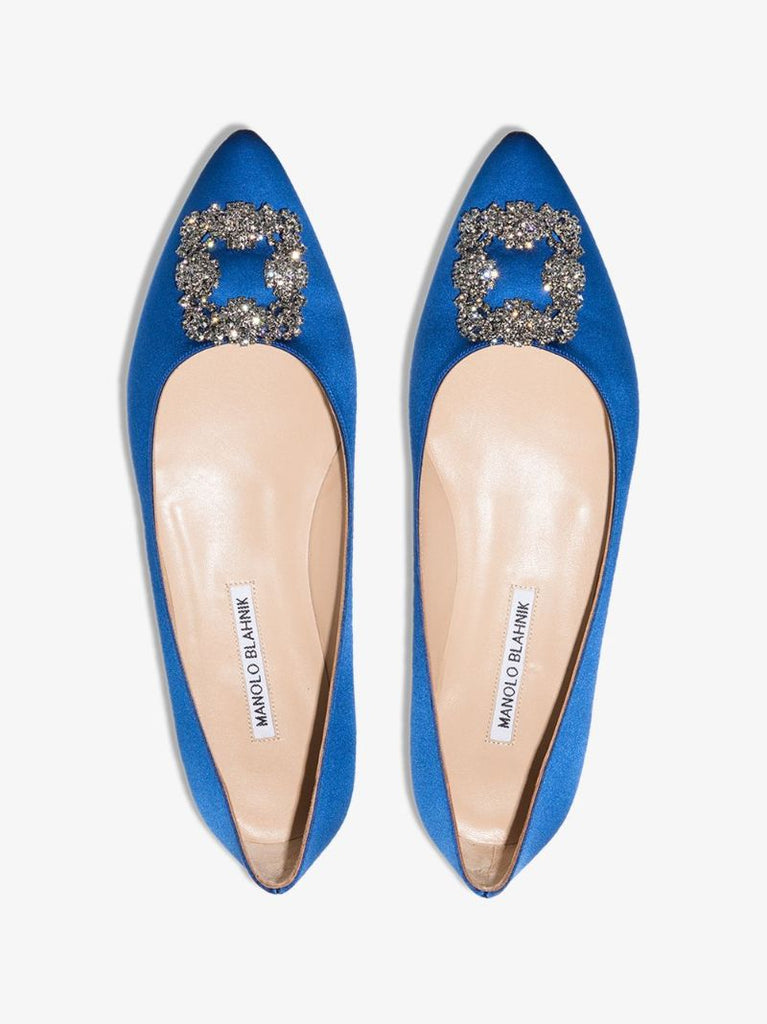 Blue Hangisi Satin Flat Pumps