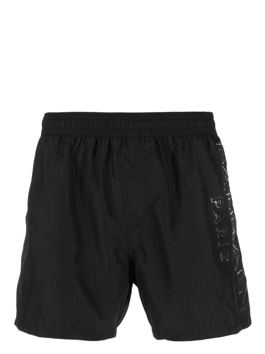 Black Logo Print Swim Shorts