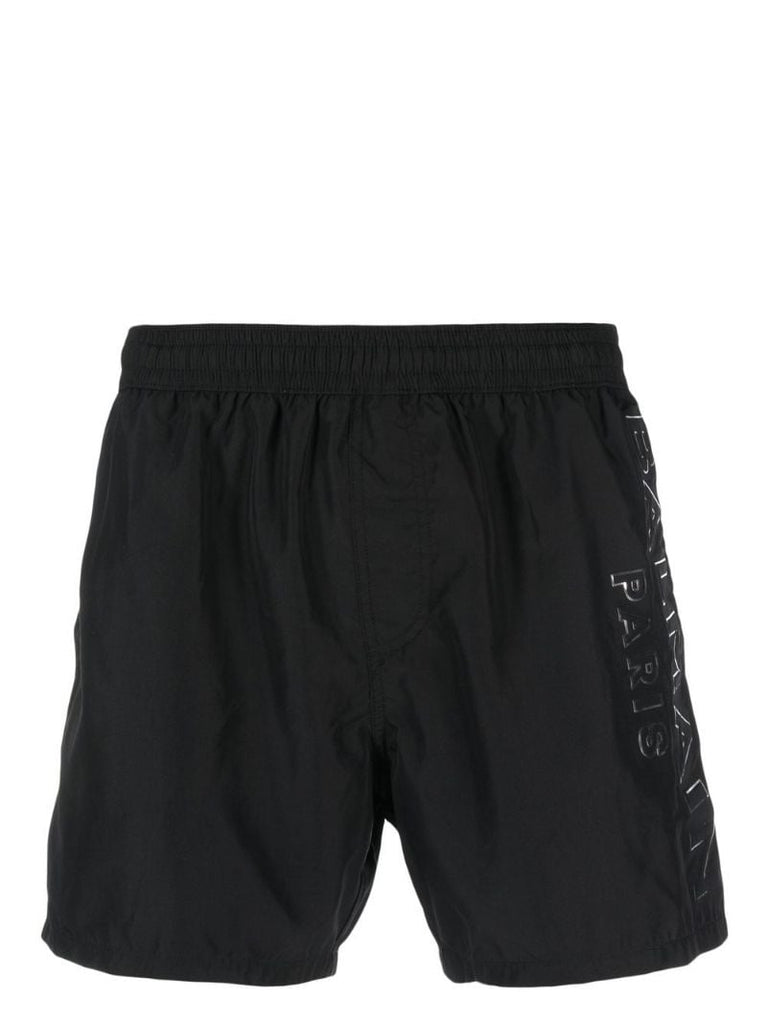 Black Logo Print Swim Shorts