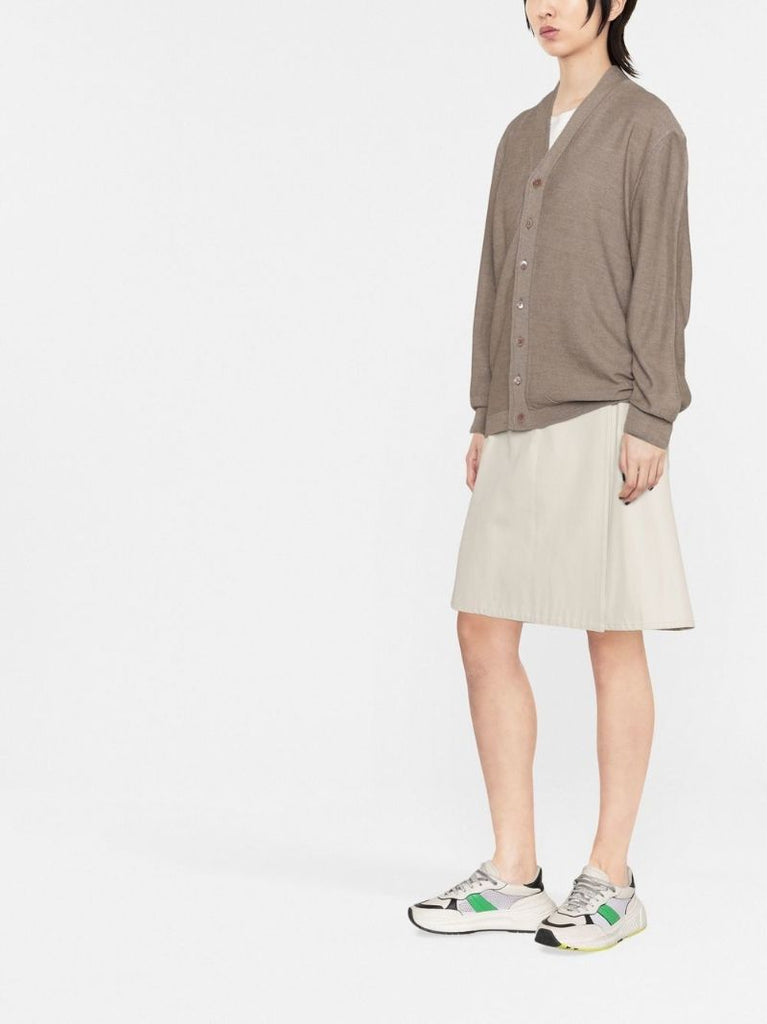 Grey V-neck Buttoned Cardigan