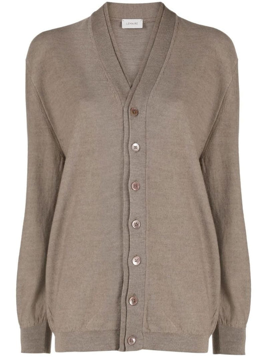 Grey V-neck Buttoned Cardigan