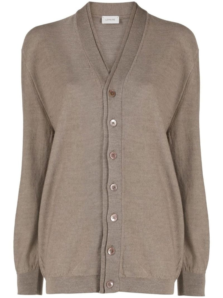 Grey V-neck Buttoned Cardigan