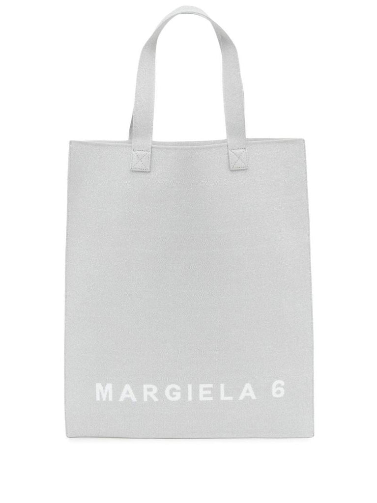 Silver Logo-jacquard Tote Bag