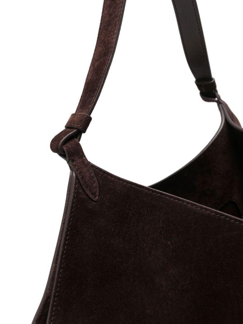 Brown Medium Lotus Suede Tote Bag