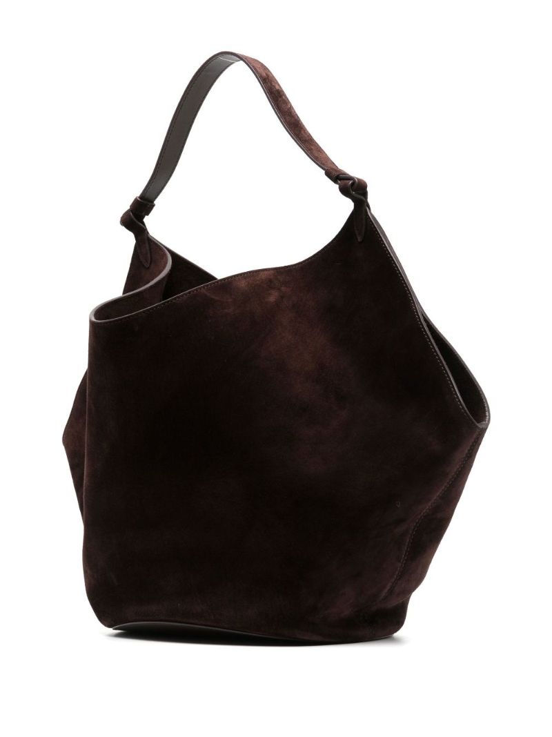 Brown Medium Lotus Suede Tote Bag