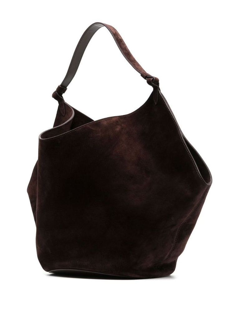 Brown Medium Lotus Suede Tote Bag