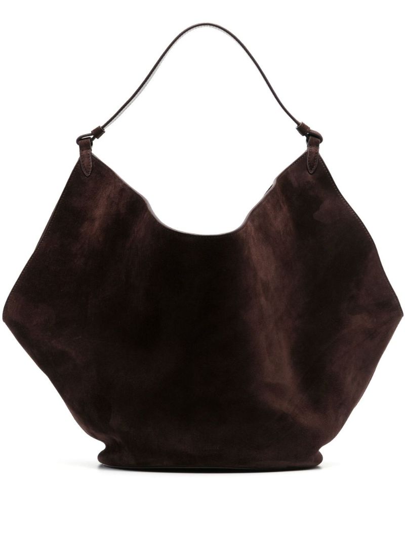 Brown Medium Lotus Suede Tote Bag