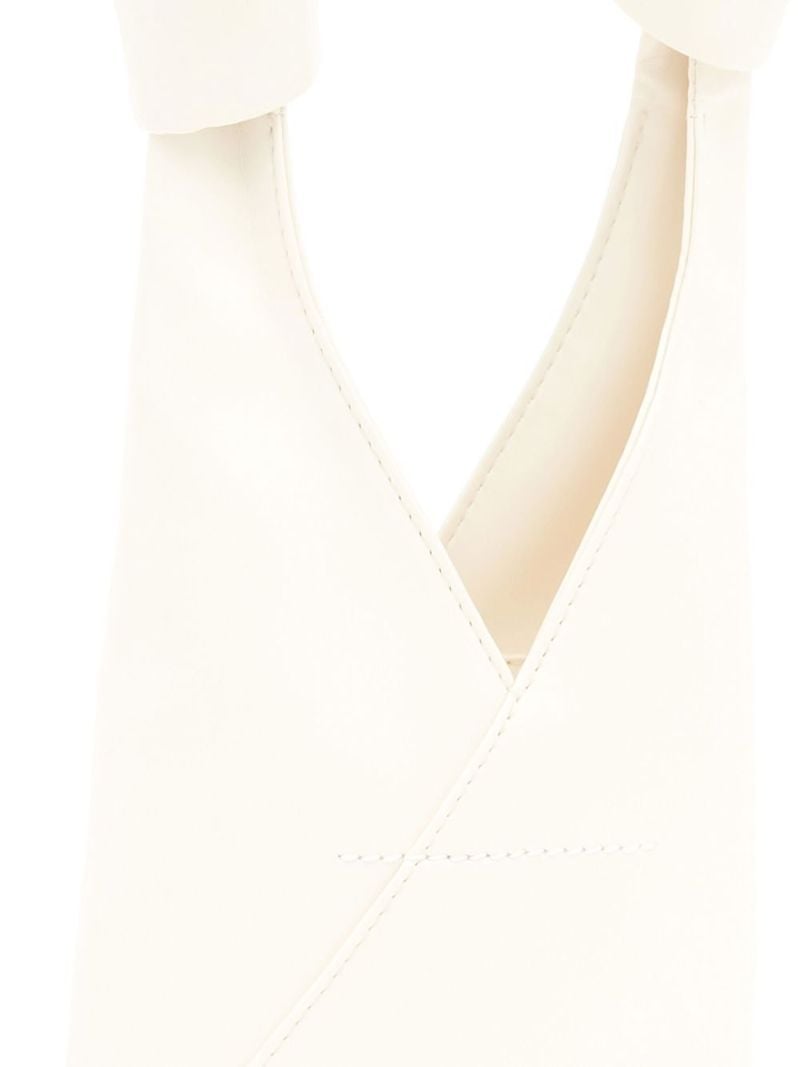 White Japanese Knotted Faux Leather Tote Bag