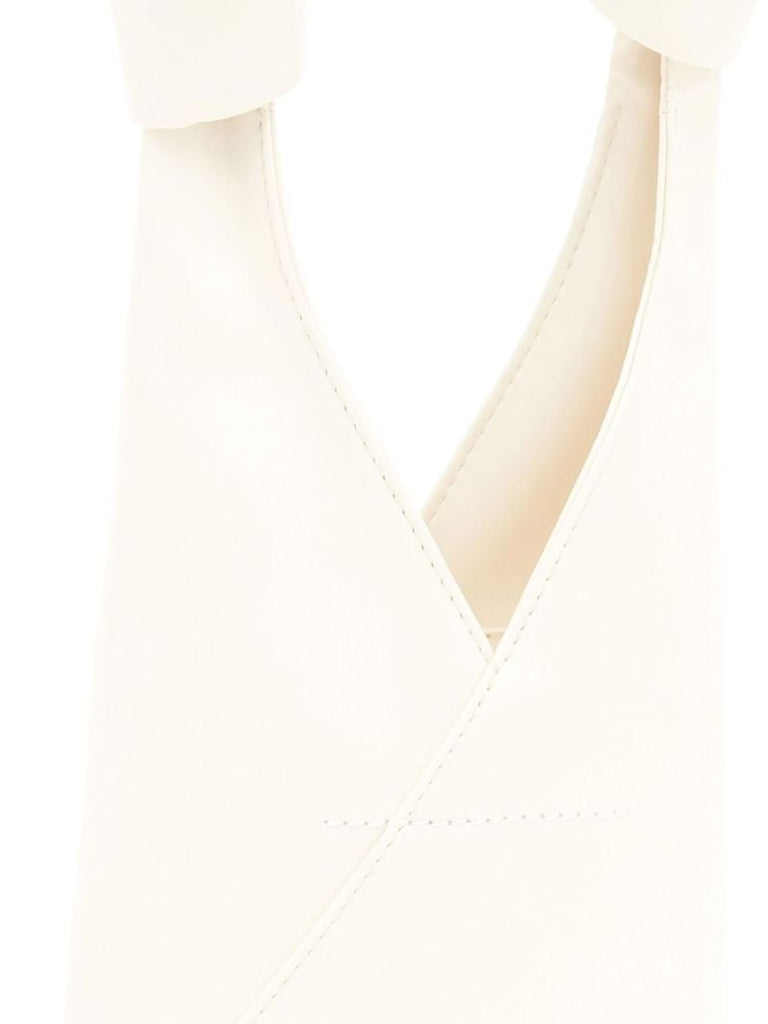 White Japanese Knotted Faux Leather Tote Bag